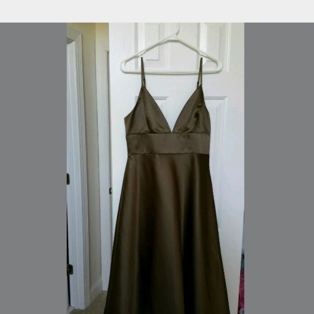 Max and Cleo Womens Brown V Neck Dress Size 10